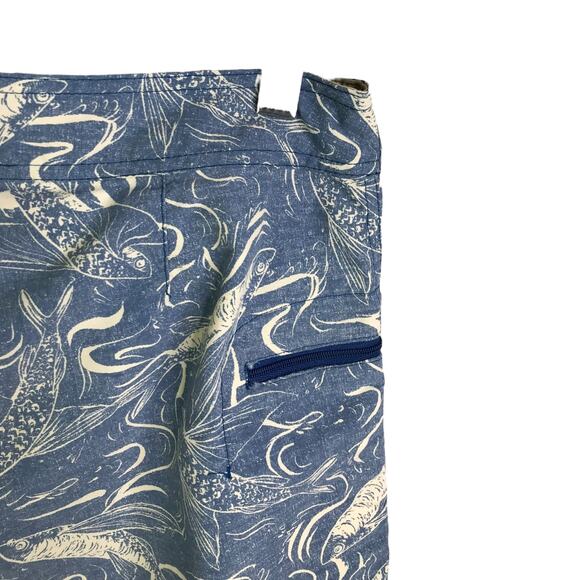 Patagonia Swim Shorts Mens Sz 30 Blue Water Fish Pattern Drawstring Zip Pocket - Picture 5 of 8